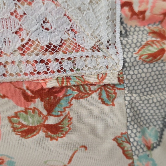 JCPenney Floral Long Sleeve Dress - Cream and Pink 41" Long - Picture 10 of 13